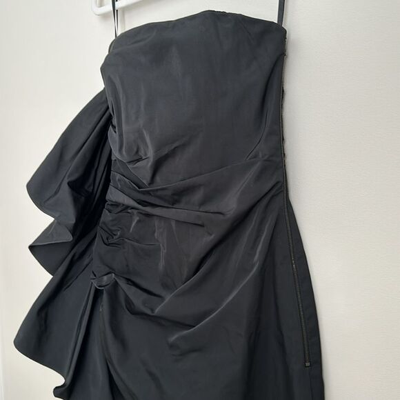 LIDA BADAY Women’s Gathered Strapless Silk Blend Black Cocktail Mini Dress Sz. 4 - Picture 4 of 11